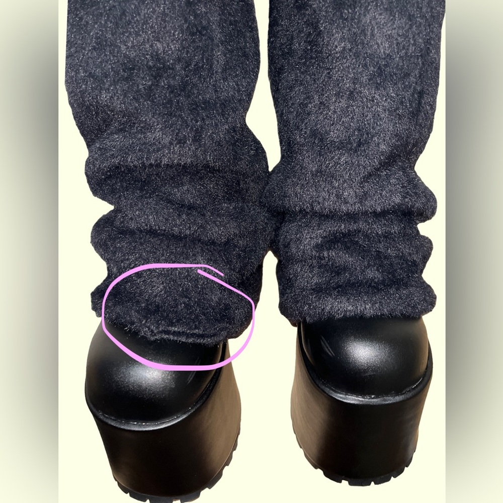 Sugar Thrillz Snuggle Wonderland Black Platform Boots with Leg Warmers - Picture 9 of 12